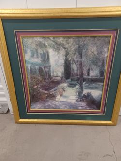 Large Framed Garden Courtyard Art Print