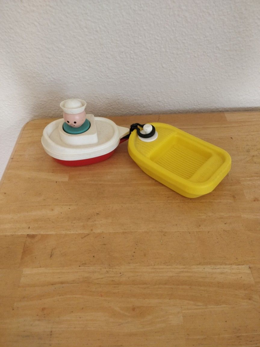 Vintage Fisher Price Tugboat Bath Time Toy