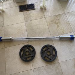 5ft 25lbs Olympic Barbell w/Olympic Barbell Weight Clips 