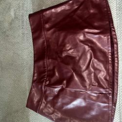 Burgundy Leather Skirt 