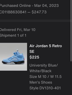 Air Jordan 5&6 UNC men’s 10.0