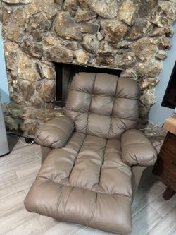 Tan Leather Tufted Recliner Chair