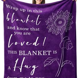 Purple Sunflower Blanket 50"x60" , Get Well Gifts for Women After Surgery - Hug Blanket - Thinking of You Gift for Mom Friend Sister - Feel Better Ins