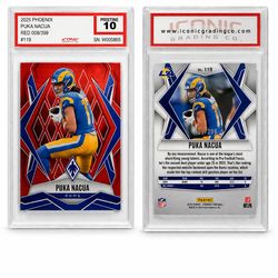 Puka Nacua 2025 Phoenix Red /399 #119 Pristine 10 Rookie Rams