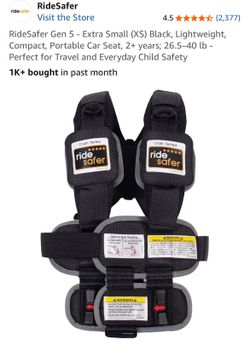 RideSafer Gen 5 - Extra Small (XS) Black, Lightweight, Compact, Portable Car Seat, 2+ years; 26.5–40 lb - Perfect for Travel and Everyday Child Safety