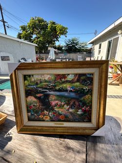 Thomas Kinkade Studios Disney Alice in Wonderland Framed Artwork w/ Certificate