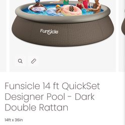 Funsicle 14 ft QuickSet Designer Pool - Dark Double Rattan
