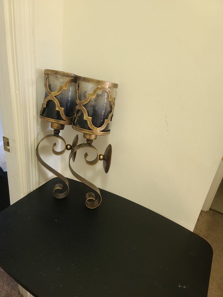 Set Of Two Pillar Candle Holders