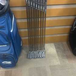 Cobra L T DX4 through pitching wedge plus gap wedge and sand, graphite stiff