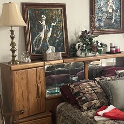 Oak Bedroom Set, Bedding, Armoire, And More