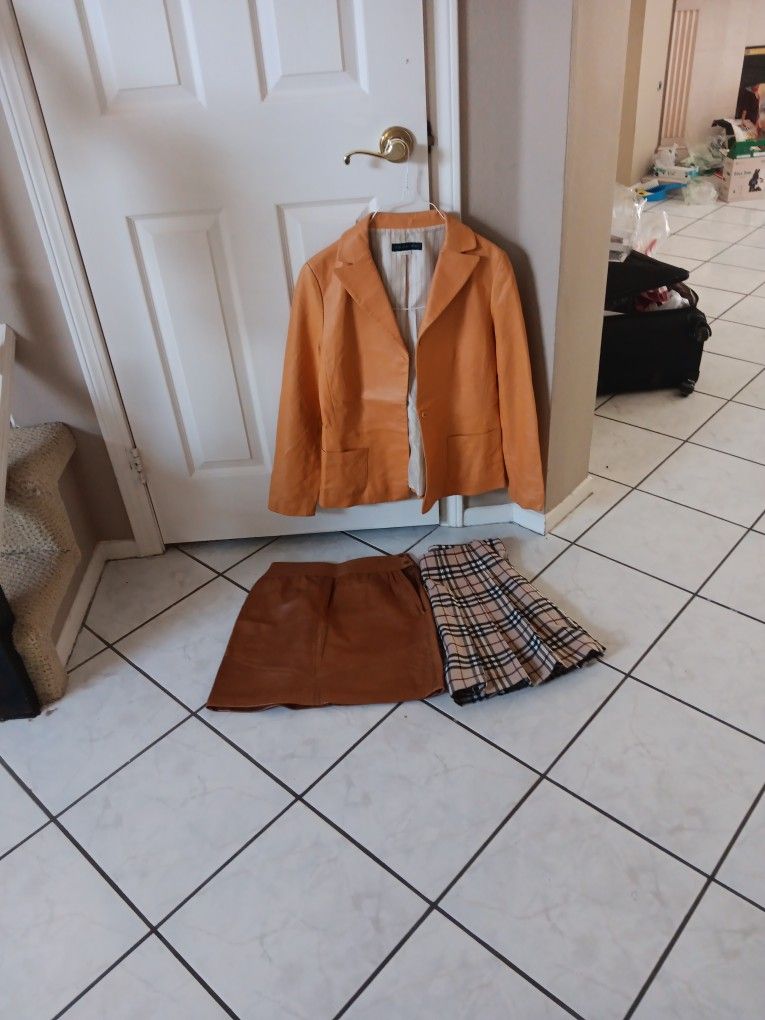 Leather Jacket And Skirt