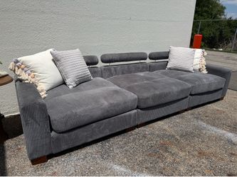 Large 3 pieces sofa couch soft grey