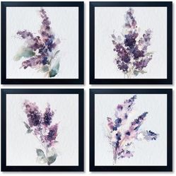 Purple Lavender Wall Art Purple Room Decor Wildflower Canvas Wall Art Flower Artwork Countryside for Girls Living Room Bedroom