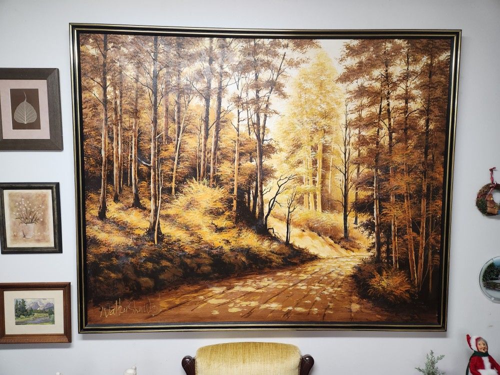 Walter Sherwood Country Trees Forest Golden Hour Large Painting