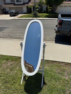 White Oval Floor Mirror