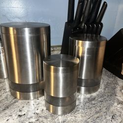 3 Piece Stainless Steel Kitchen Canisters 