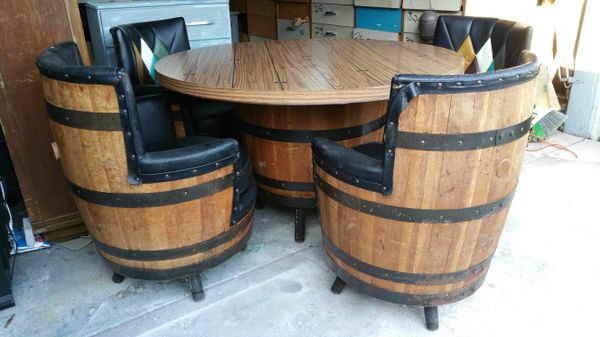 1950's Vintage whiskey barrel table and chairs set for ...