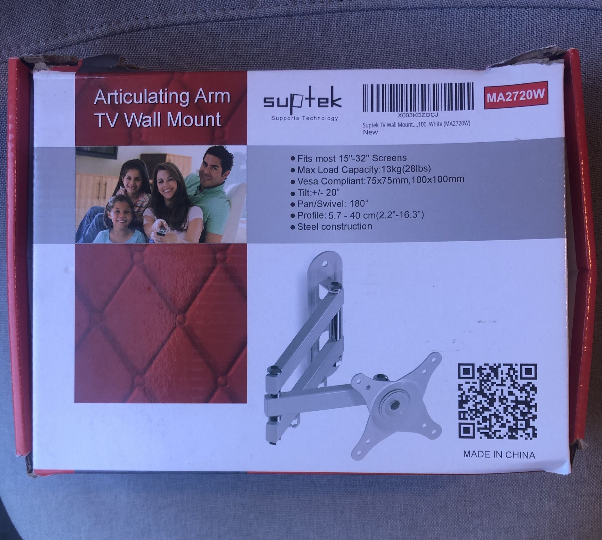 Suptek Articulating TV Wall Mount 15–32” – New, Open Box
