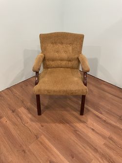 Comfortable Wood And Fabric Armchair 