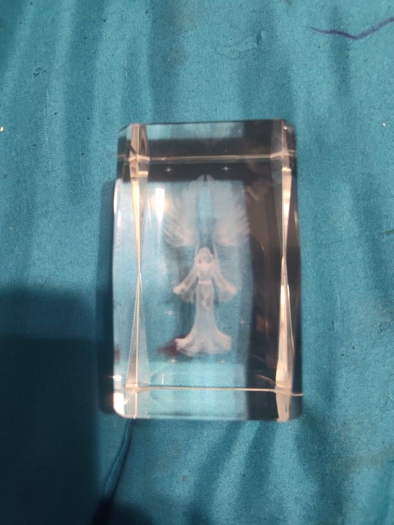 3d Angel In Crystal Rectangular Cube