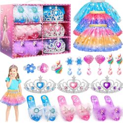 Princess Dresses for Girls,Unicorns Gifts for Girls,Princess Dress Up Clothes for Little Girls,Skirts,Princess Shoes,Crowns,Jewery,