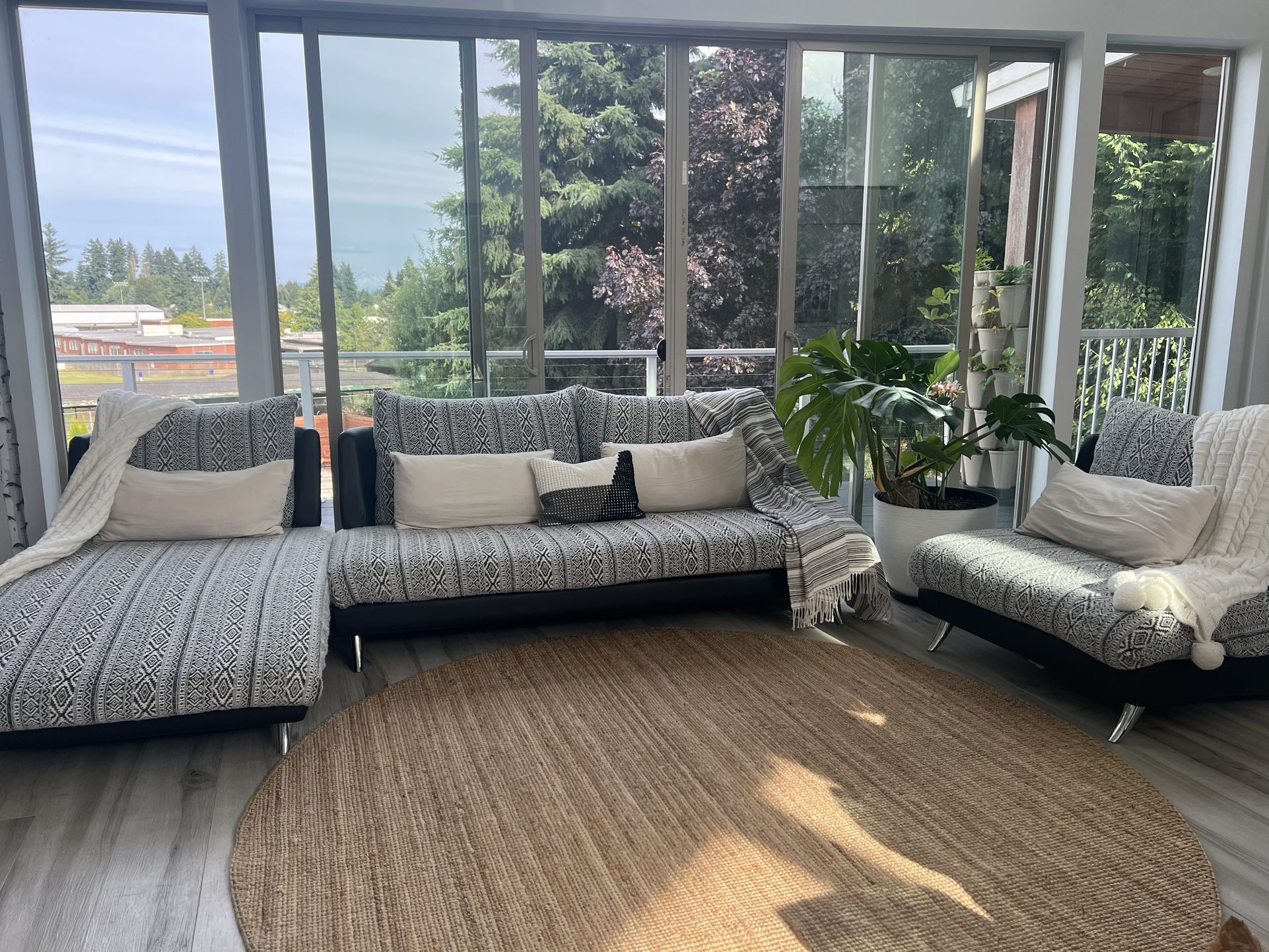 Zuri Leather/fabric Sectional Set