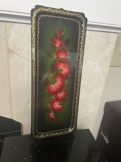 Russian Zhostovo Metal Tray 3”x13”