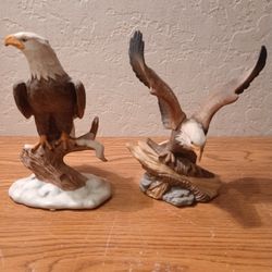 Two Ceramic Eagle Figurines 