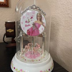 Pink Barbie Glass Clock