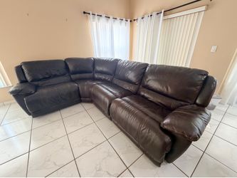 Genuine Leather Reclining Sectional - Great Condition