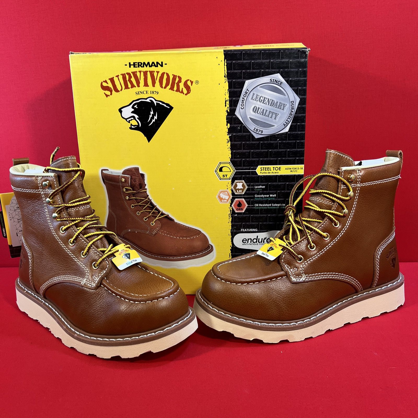 Herman Survivors Men's Oakridge 6" Steel Toe Work Boots, Size 10 - New In Box