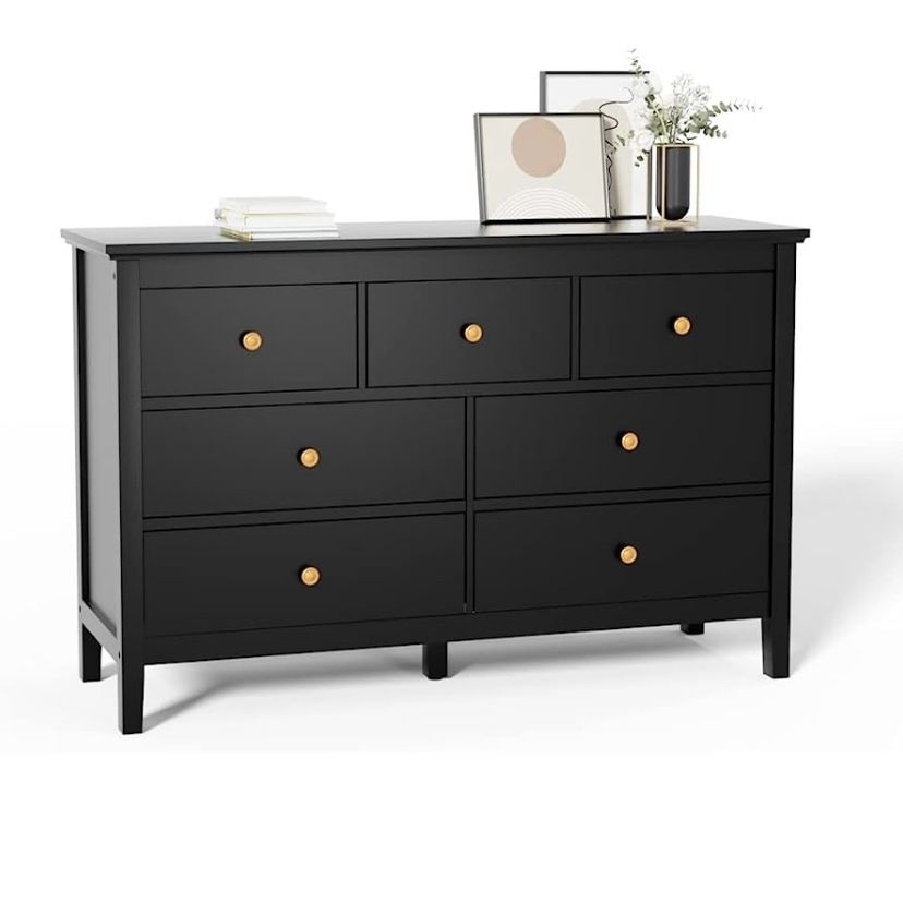 black dresser with gold legs Amazon.com: CARPETNAL Black Dresser for Bedroom, 6 Drawer Dresser with Wide  Drawers and Gold Metal Handles, 47 Wood Dressers & Chests of Drawers for  Hallway, Entryway. : Home & Kitchen