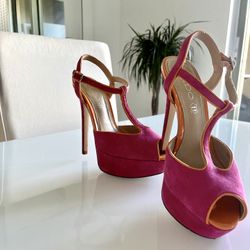 Hot pink shop velvet heels