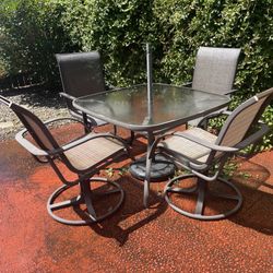 Glass Patio Table with 4 Chairs