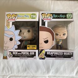 Rick And Morty Pops, Rick With Portal Gun And Weaponized Morty