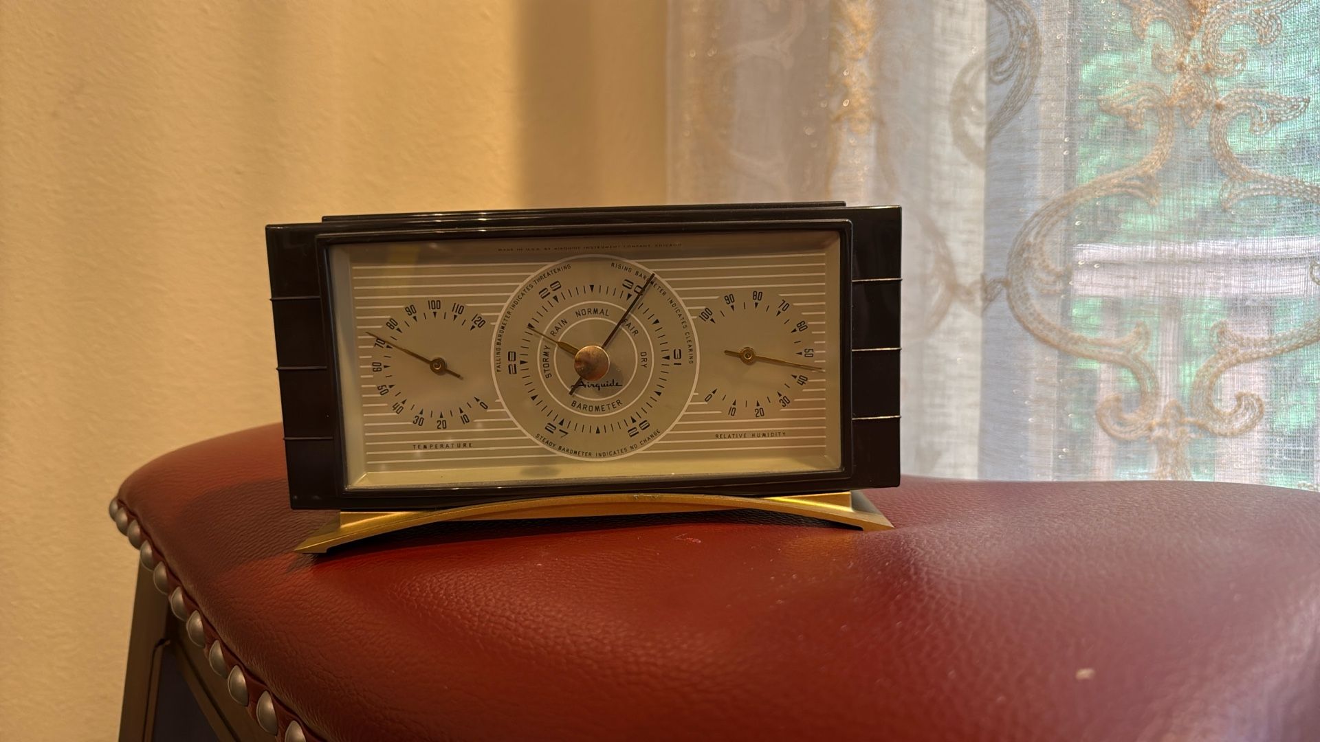 Vintage Airguide Instrument Company Table Top Temperature Humidity Barometer MCM
