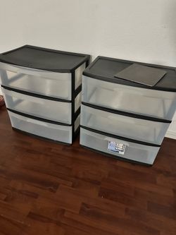 a Sterilite 3 Drawer Wide Cart in black.