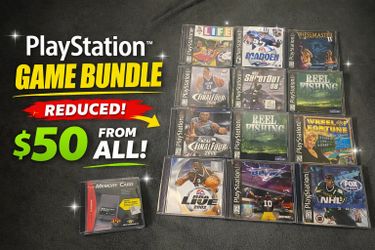 PS1 Game Lot Bundle + Memory Card - 11 Games + 1 Memory Card — $70 for bundle