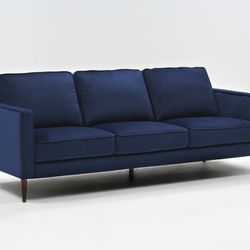 Living Spaces Three seat sofa navy blue velvet 