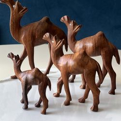 Set Of Vintage Wood Camels
