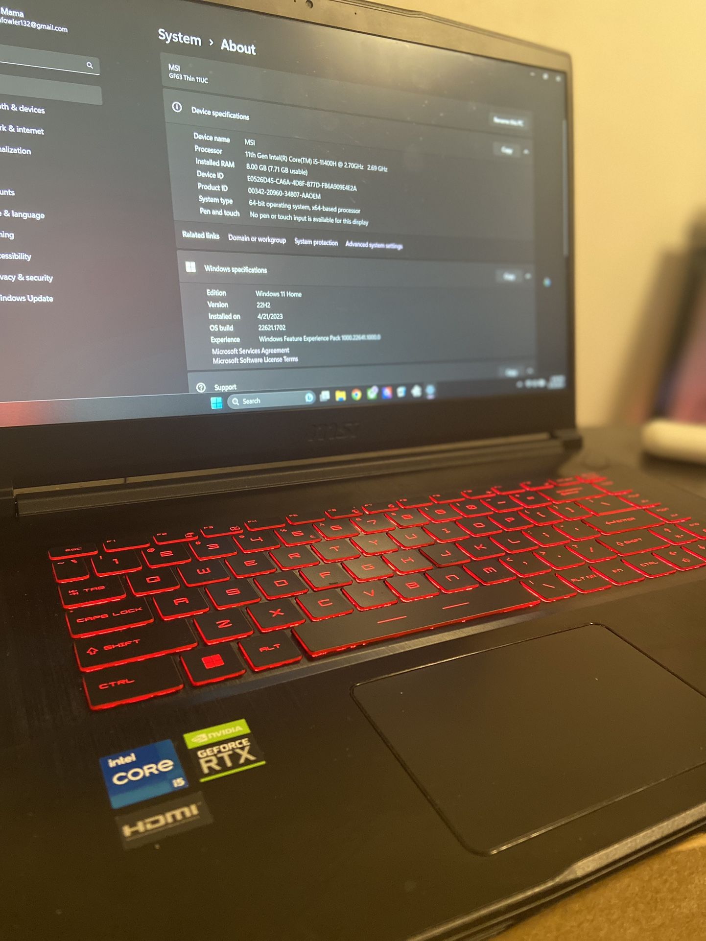 MSI GF63 Thin 11UC