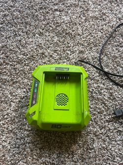 Greenworks charger and( 2 )80v batteries