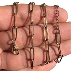 Gold Paperclip Necklace 18+2 Inch 18K Gold PVD 316L Stainless Steel Layering Chain Minimalist Gift for Her