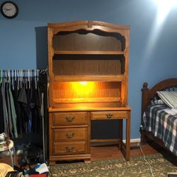 Wooden Desk w/ Hutch