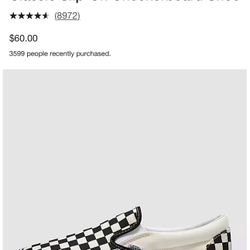 New Men’s Size 9.5 Checkered Vans 