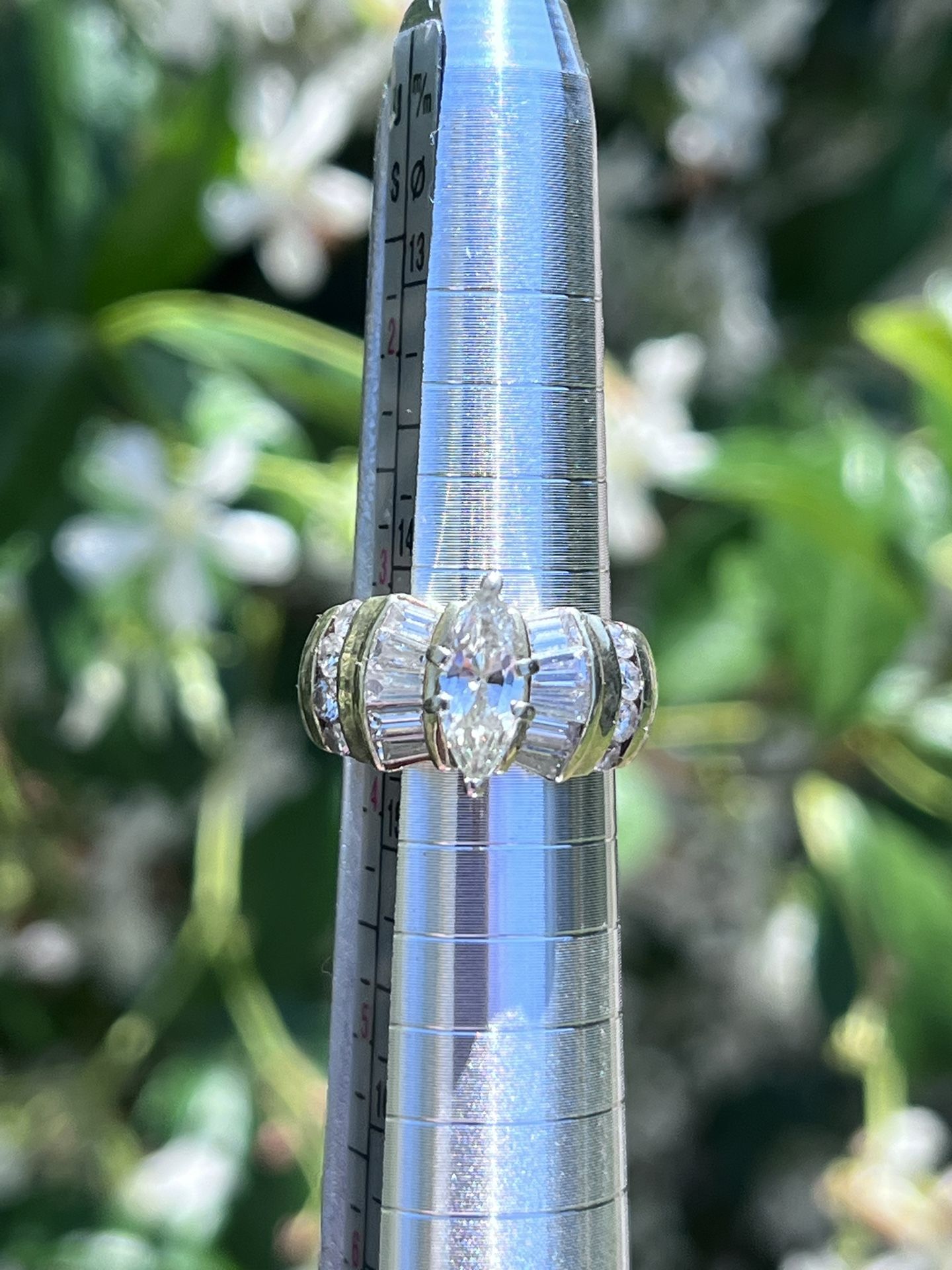 Vintage 14k Marquise Natural Diamond Engagement Ring