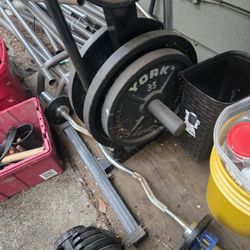 Weights  And Squat Rack  And Bars 