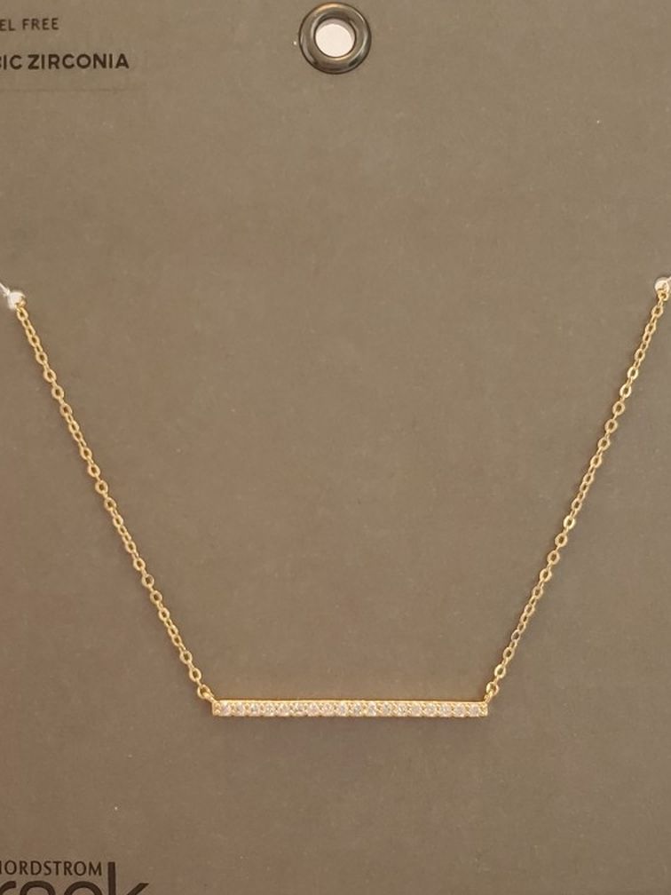 Gold CZ bar necklace