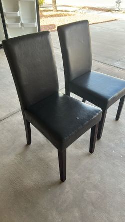 Dark Brown Faux Leather Chairs (2) 