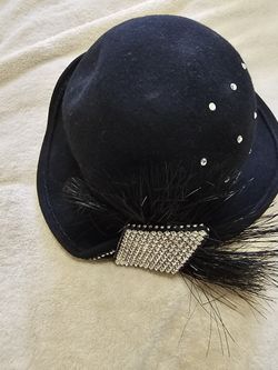 Black Church Hat With Lots Of Rhinestone Details